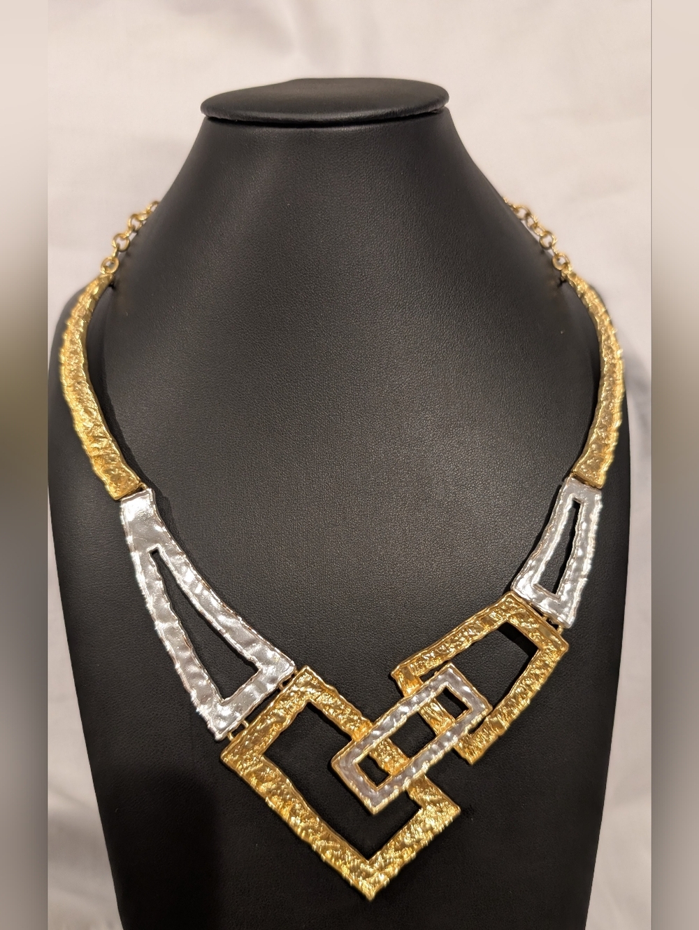 Gold and Silver Geometric Statement Necklace - Women Jewelry